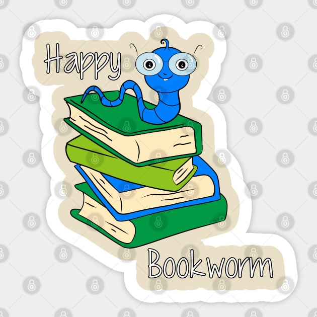 Happy Bookworm_2 Sticker by DitzyDonutsDesigns